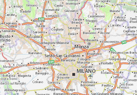 Kaart Plattegrond Paderno Dugnano