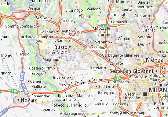 Kaart Plattegrond San Giorgio su Legnano
