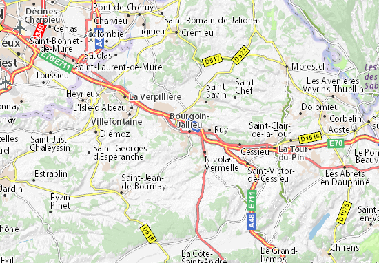 Karte Stadtplan Bourgoin-Jallieu