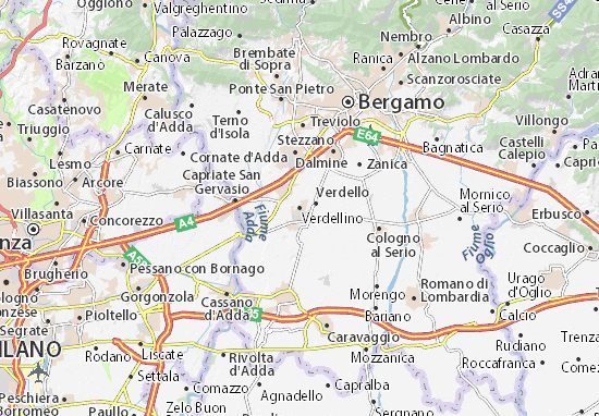Karte Stadtplan Verdellino