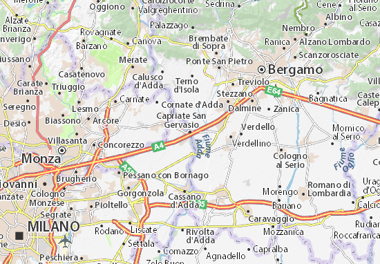 Karte Stadtplan Capriate San Gervasio