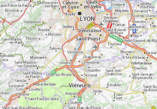 Karte Stadtplan Sérézin-du-Rhône