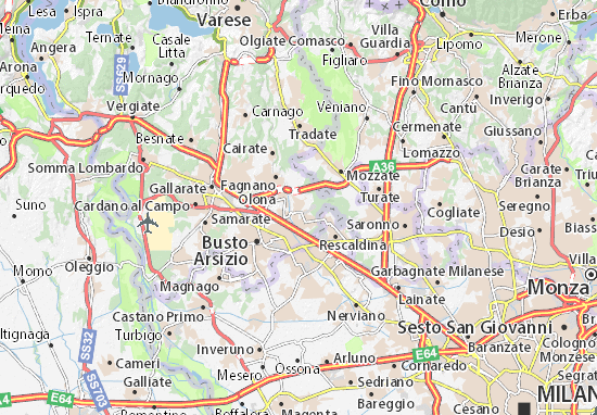 Karte Stadtplan Gorla Minore