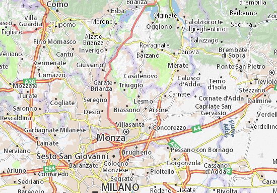 Karte Stadtplan Lesmo