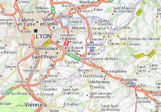 Karte Stadtplan Saint-Laurent-de-Mure