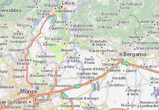 Karte Stadtplan Calusco d&#x27;Adda
