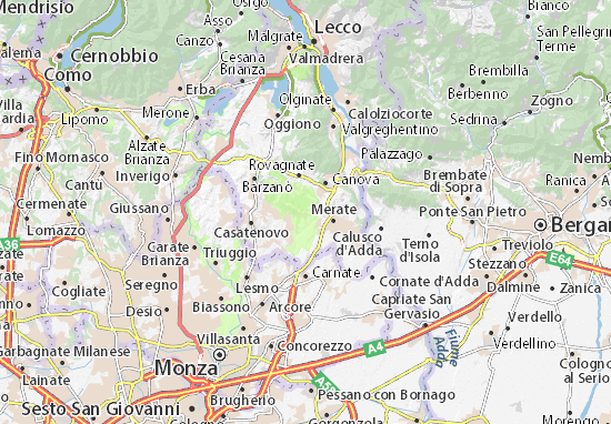 Karte Stadtplan Montevecchia