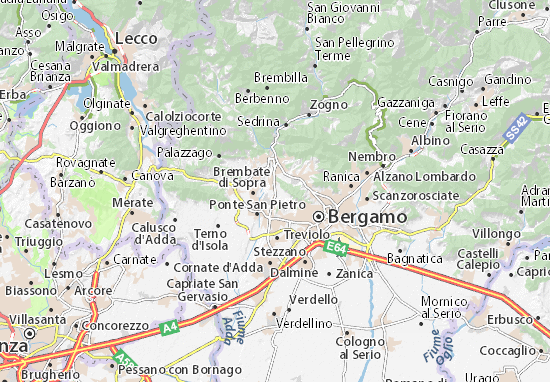 Karte Stadtplan Scano al Brembo