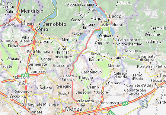 Karte Stadtplan Veduggio con Colzano