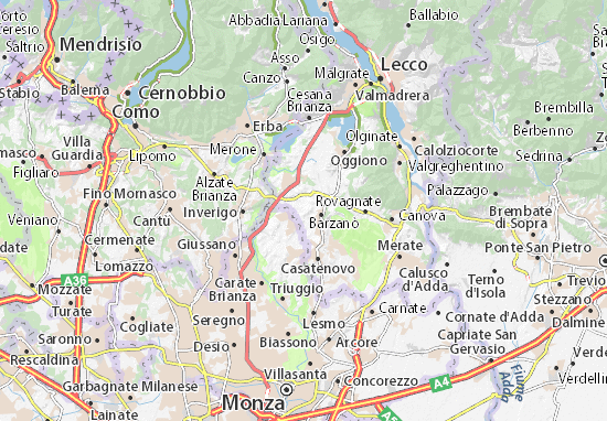 Karte Stadtplan Cassago Brianza