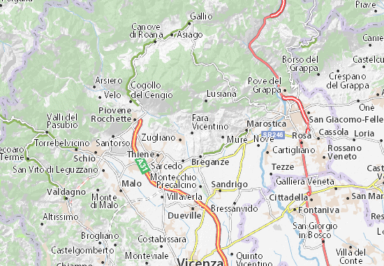 Karte Stadtplan Fara Vicentino