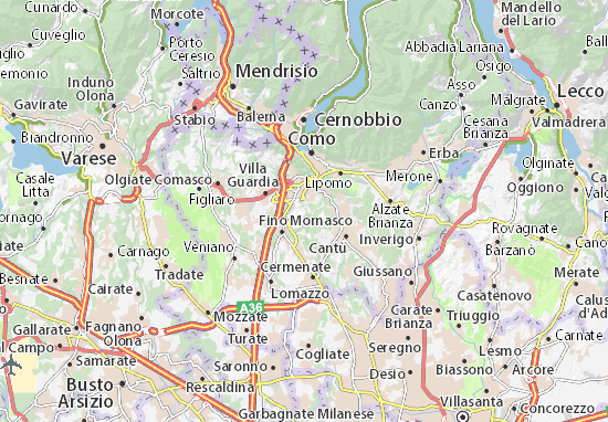 Karte Stadtplan Casnate con Bernate