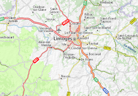 Kaart Plattegrond Condat-sur-Vienne