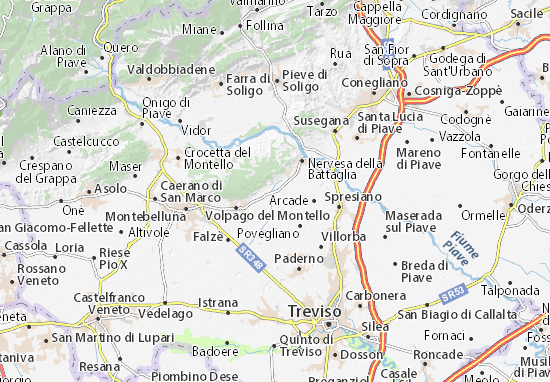 Karte Stadtplan Giavera del Montello