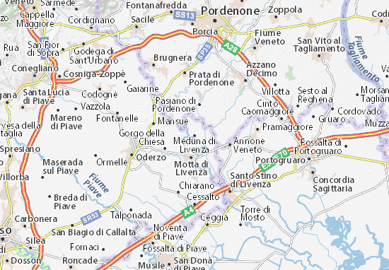 Karte Stadtplan Meduna di Livenza