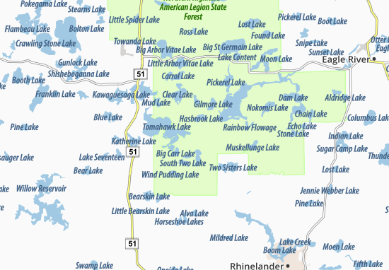 Kaart Plattegrond Lake Tomahawk