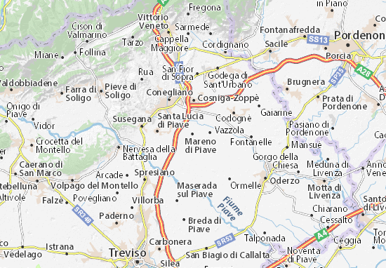 Karte Stadtplan Mareno di Piave