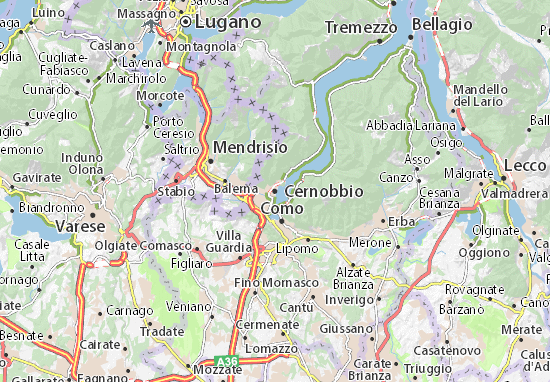 Kaart Plattegrond Cernobbio