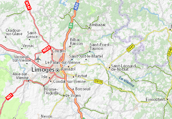 Mapa Saint-Just-le-Martel