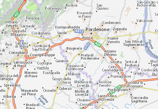 Karte Stadtplan Prata di Pordenone