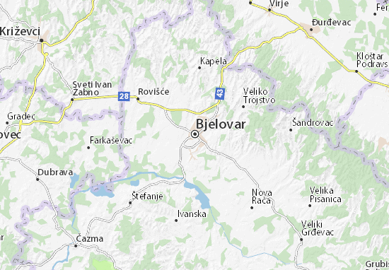 Kaart Plattegrond Bjelovar