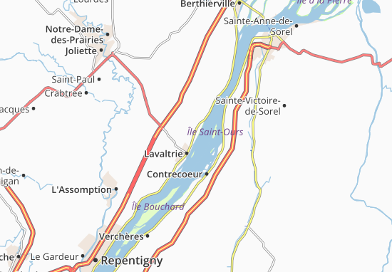 Karte Stadtplan Saint-Antoine-de-Lavaltrie