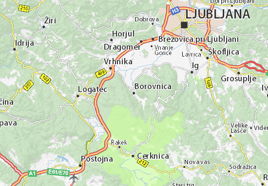 Mapa Borovnica