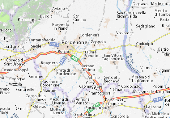 Kaart Plattegrond Fiume Veneto