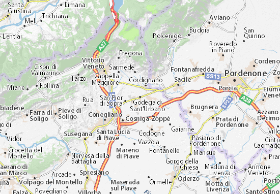 Karte Stadtplan Godega di Sant&#x27;Urbano