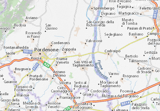 Kaart Plattegrond Casarsa della Delizia