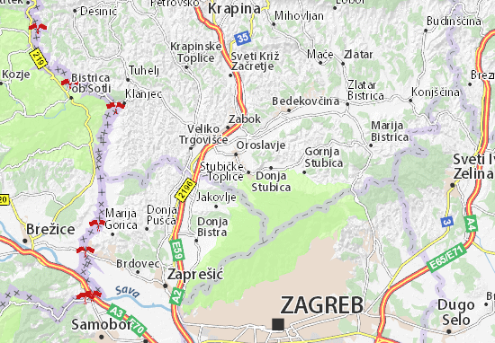karta oroslavje Map of Stubičke Toplice   Michelin Stubičke Toplice map   ViaMichelin karta oroslavje