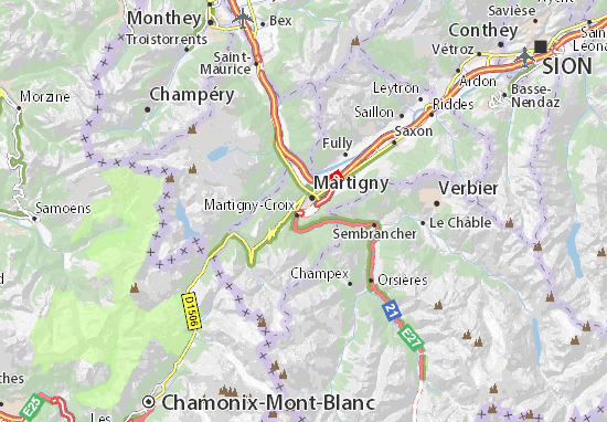 Mapa Martigny-Bourg