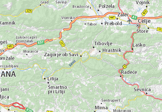 Karte Stadtplan Zagorje ob Savi