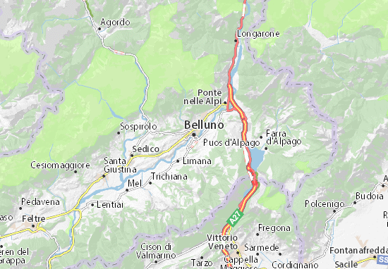 Karte Stadtplan Belluno