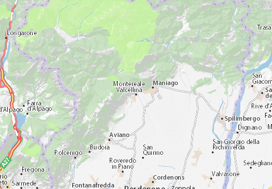 Kaart Plattegrond Montereale Valcellina