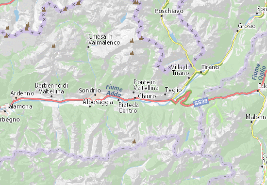 Mapa Plano Ponte in Valtellina