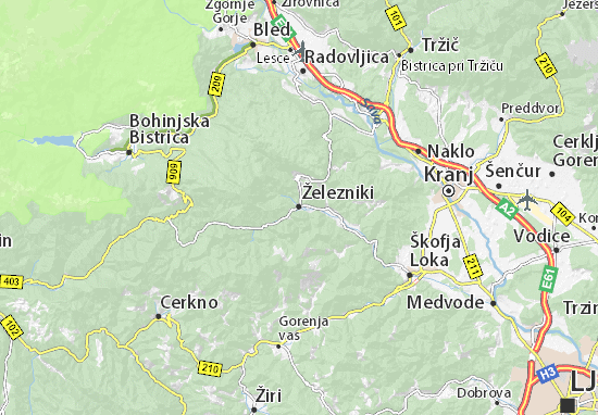 Karte Stadtplan Železniki