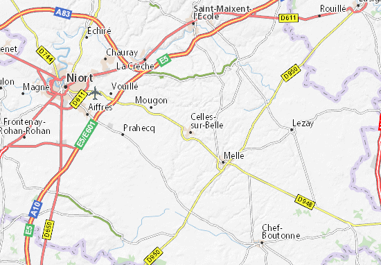 Kaart Plattegrond Celles-sur-Belle