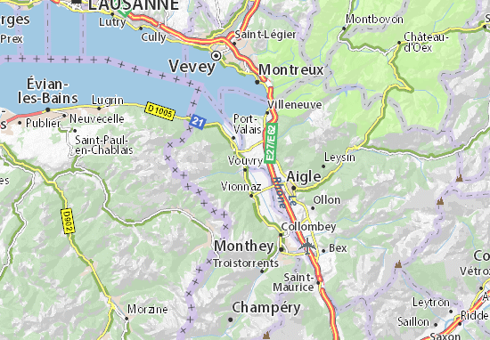Karte Stadtplan Vouvry