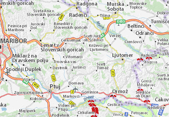 Kaart Plattegrond Moravci v Slovenskih goricah
