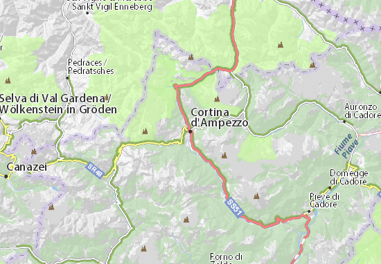 1967 map Mappa geografica d'epoca C2678 Pianta Città di Cortina d'Ampezzo 