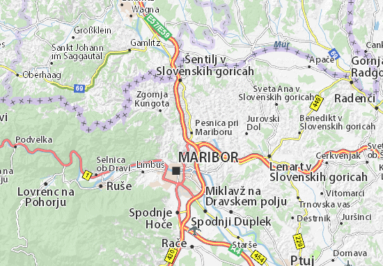 Mapa Pesnica pri Mariboru