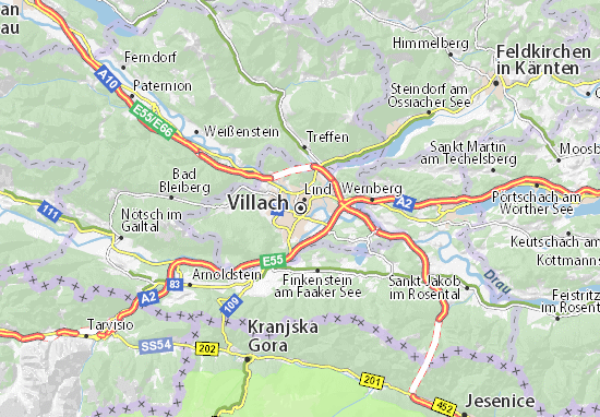 Karte Stadtplan Villach