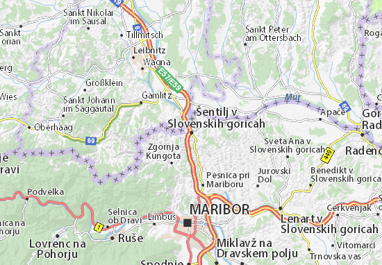 Karte Stadtplan Šentilj v Slovenskih goricah