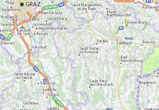 Karte Stadtplan Sankt Stefan im Rosental