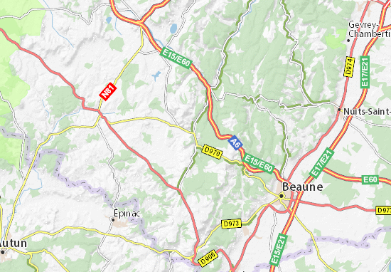 Karte Stadtplan Bligny-sur-Ouche