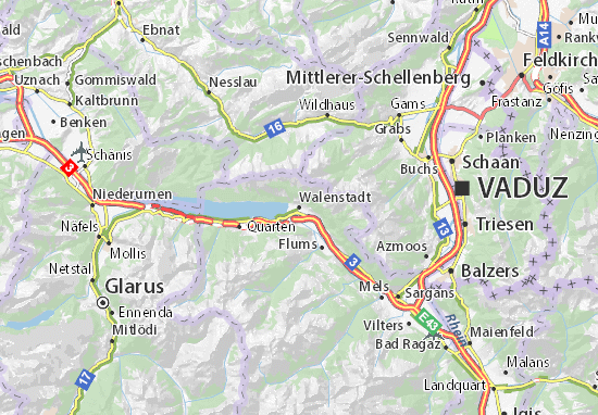Kaart Plattegrond Walenstadt