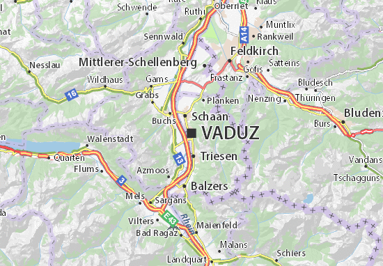 Kaart Plattegrond Vaduz