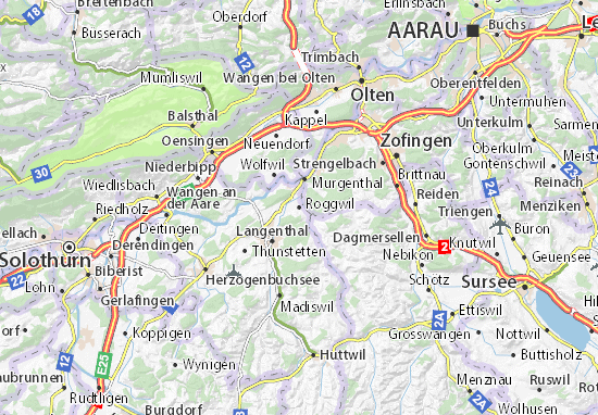 Karte Stadtplan Roggwil
