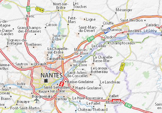 Karte Stadtplan Mauves-sur-Loire